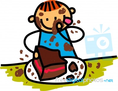 Chocolate Cake Boy Stock Image