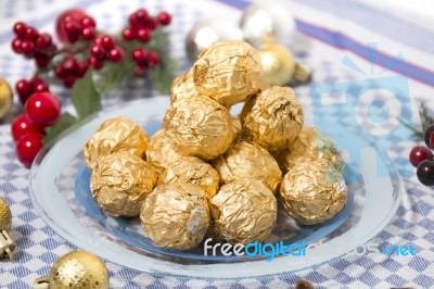 Chocolate Candy Balls Stock Photo