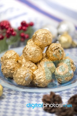 Chocolate Candy Balls Stock Photo