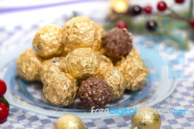 Chocolate Candy Balls Stock Photo