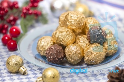 Chocolate Candy Balls Stock Photo