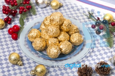 Chocolate Candy Balls Stock Photo