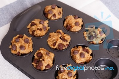 Chocolate Chip Muffin For Baking Stock Photo