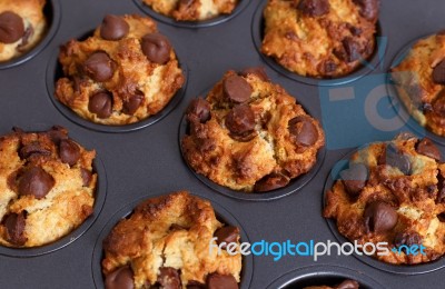 Chocolate Chip Muffins Stock Photo