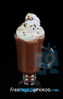 Chocolate Cocktail With Whipped Cream Stock Photo