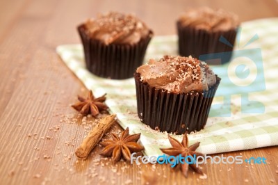 Chocolate Cupcakes Stock Photo