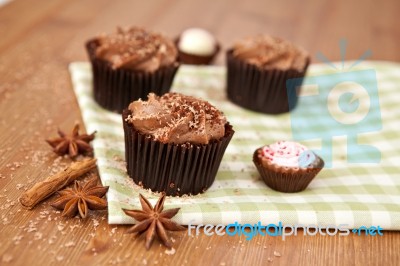 Chocolate Cupcakes Stock Photo