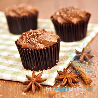 Chocolate Cupcakes Stock Photo