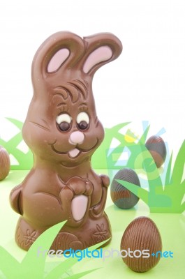 Chocolate Easter Bunny Stock Photo