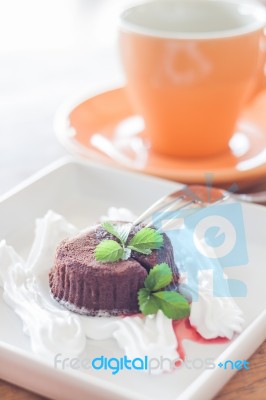 Chocolate Lava With Coffee Cup Stock Photo