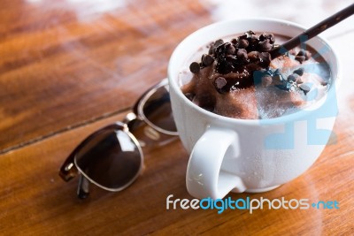 Chocolate Shake With Sunglasses Stock Photo