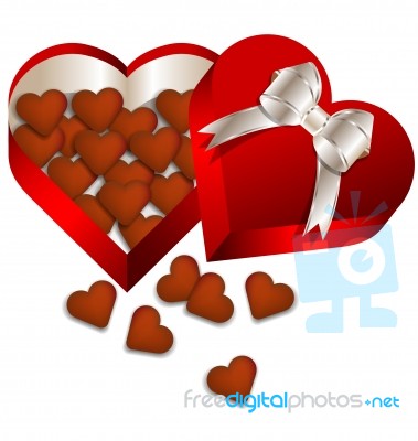 Chocolate Valentine's Day In Heart Gift Box Stock Image