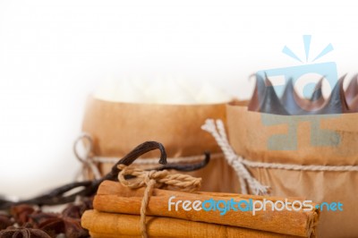 Chocolate Vanilla And Spices Cream Cake Dessert Stock Photo