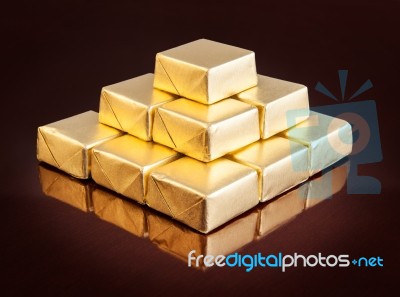 Chocolates Golden Stock Photo