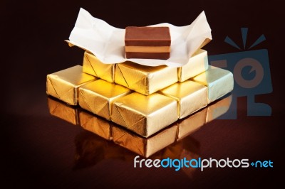 Chocolates Golden Stock Photo