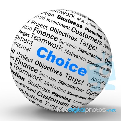 Choice Sphere Definition Shows Confusion Or Dilemma Stock Image