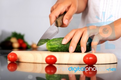 Chopping Food Ingredients Stock Photo