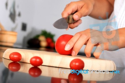 Chopping Food Ingredients Stock Photo