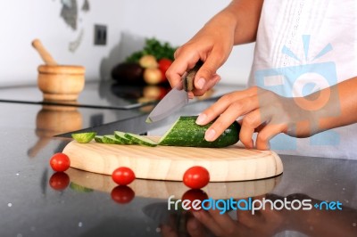 Chopping Food Ingredients Stock Photo