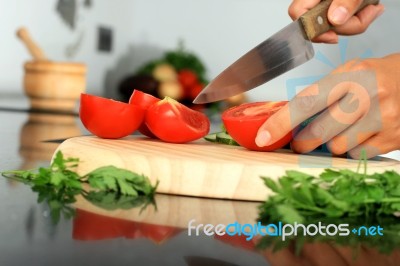 Chopping Food Ingredients Stock Photo