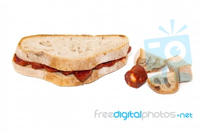 Chorizo And Traditional Bread Stock Photo