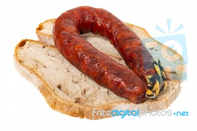 Chorizo And Traditional Bread Stock Photo