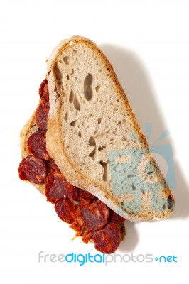 Chorizo And Traditional Bread Stock Photo