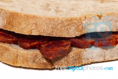 Chorizo And Traditional Bread Stock Photo