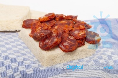 Chorizo And Traditional Bread Stock Photo