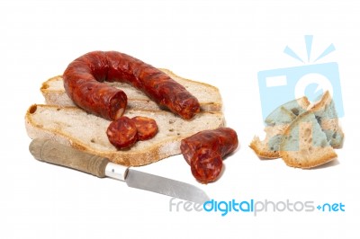 Chorizo And Traditional Bread Stock Photo