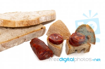 Chorizo And Traditional Bread Stock Photo