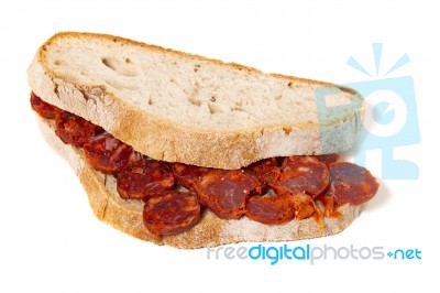 Chorizo And Traditional Bread Stock Photo