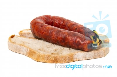 Chorizo And Traditional Bread Stock Photo