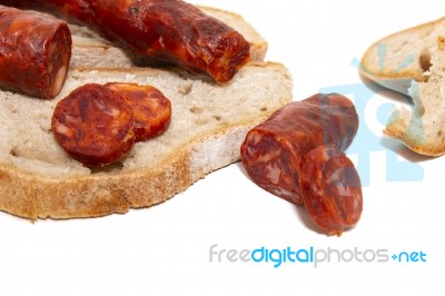 Chorizo And Traditional Bread Stock Photo