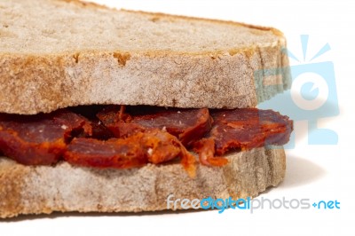 Chorizo And Traditional Bread Stock Photo