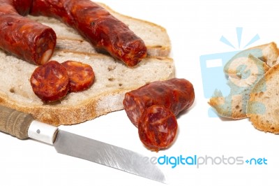 Chorizo And Traditional Bread Stock Photo