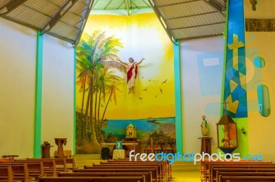 Christ Saviour Parish Church On Isabela Island In Galapagos Stock Photo