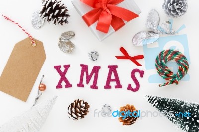 Christmas Background Flat Lay Stock Photo