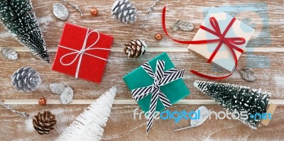 Christmas Background Flat Lay Stock Photo