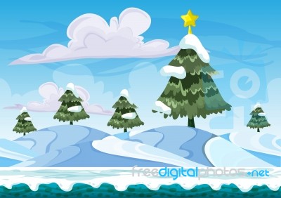  Christmas Background With Separated Layers For Game And Animation Stock Image