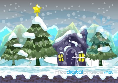  Christmas Background With Separated Layers For Game And Animation Stock Image