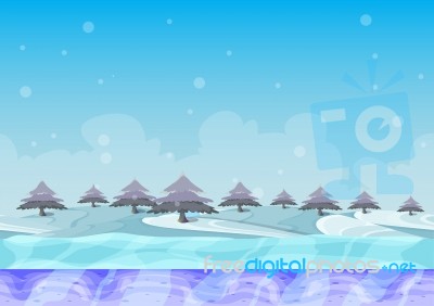  Christmas Background With Separated Layers For Game And Animation Stock Image