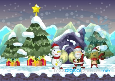  Christmas Background With Separated Layers For Game And Animation Stock Image