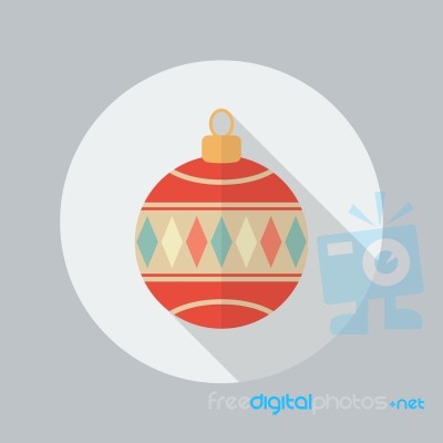 Christmas Ball Flat Icon Stock Image