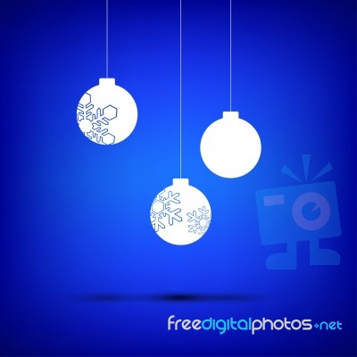 Christmas Ball White On Blue Stock Image