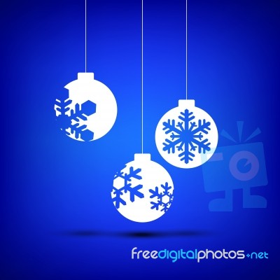 Christmas Ball White On Blue Background Stock Image