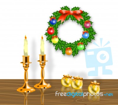 Christmas Candle Wreath Balls Stock Image