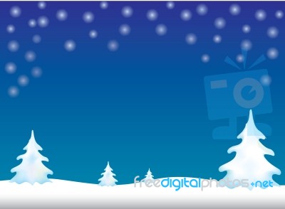 Christmas Card Illustration With Christmas Tree On Blue Background Stock Image