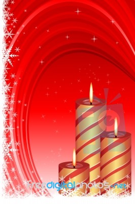 Christmas Card With Candle Stock Image