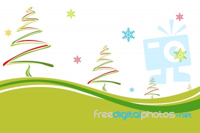 Christmas Card With Tree Stock Image